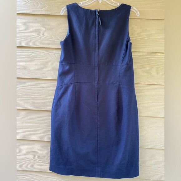 J.Crew Allura Navy Blue Superfine Cotton Lined Sleeveless Shift Dress Size 10 - Picture 6 of 10